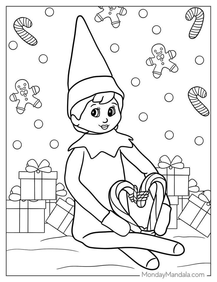 Simple Elf on the Shelf Coloring Pages for Young Children (Ages 3-6) - contextual illustration
